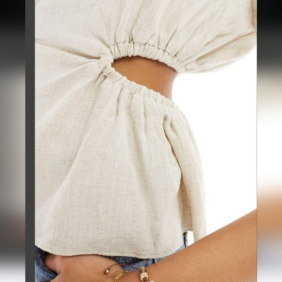 ASOS DESIGN linen look tee with open back in natural. Size US 6. NWT - Picture 3 of 15